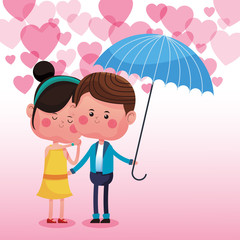 Cute couple in love cartoons vector illustration graphic design