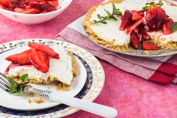 Pretzel strawberry pie.