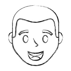 young man head avatar character vector illustration design