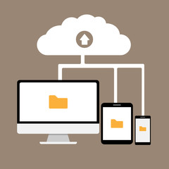 Cloud computing flat design modern vector illustration concept, Network cloud service.