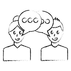 couple with speech bubbles vector illustration design