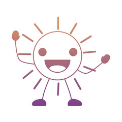 kawaii excited sun icon over white background, colorful design. vector illustration