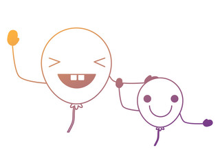 kawaii balloons icon over white background, colorful design. vector illustration