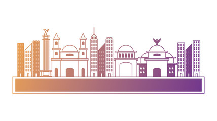 Obraz premium road with mexican buildings over white background, colorful design. vector illustration