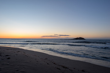 The beach of Carboneras in almeria at sunrise.