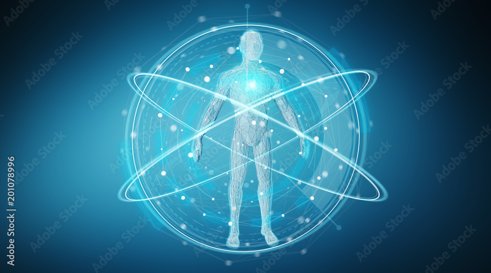 Poster Digital x-ray human body scan background interface 3D rendering