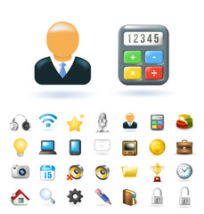 Set of Real Cute Business and Technology Elements on White Background . Isolated Vector Illustration 