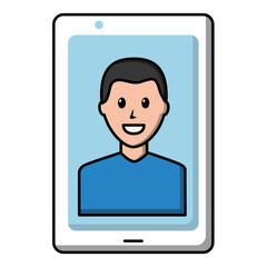 smartphone with photo avatar contact on screen vector illustration