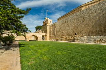 Fototapeta na wymiar City gate entrance in Mdina,Malta