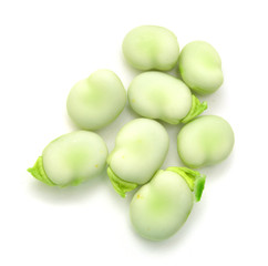 a pile of broad beans isolated on a white background