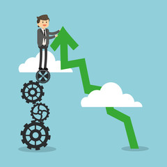 Businessman working on profits vector illustration graphic design