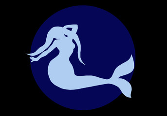 silhouette logo of fabulous fancy mermaid woman