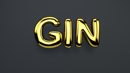 GIN - 3D Schrift Gold auf Schwarz