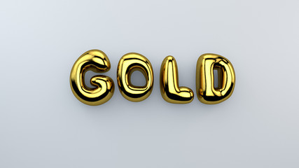 GOLD - 3D Schrift Gold auf Weiß