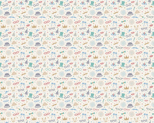 Party background - seamless pattern with funny icons. Vector.