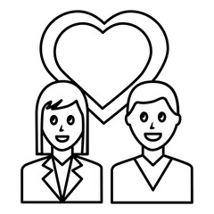 lovers couple with heart characters vector illustration design