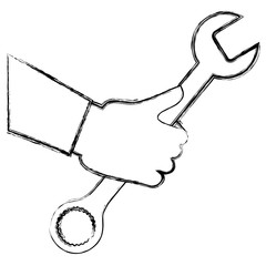 hand with wrench key tool icon vector illustration design