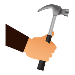 hand with hammer tool vector illustration design