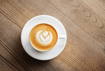 cup of coffee with on cafe background