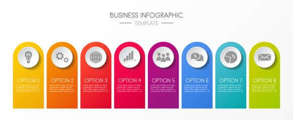 Infographic - colourful template with business icons. Vector.