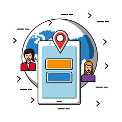world people social media smartphone location vector illustration