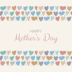 Fototapeta na wymiar Happy Mother's Day - colorful poster with cute hearts and wishes. Vector.