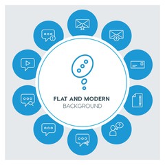 chat and messenger, email Infographic Circle outline Icons Set. Contains such Icons as  business,  website,  elements,  background,  pattern,  illustration and more. ..Fully Editable. Pixel Perfect