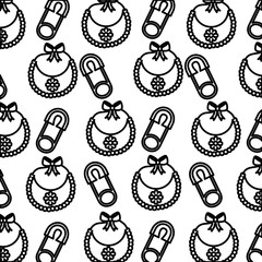 baby shower girl bib safety pin decoration pattern vector illustration outline