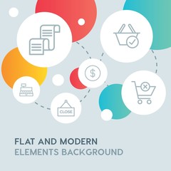 shopping outline vector icons and elements background with circle bubbles networks...Multipurpose use on websites, presentations, brochures and more