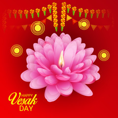 Obraz premium Vesak Day with Pink Lotus Flower.