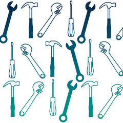 set tools collection pattern background vector illustration design