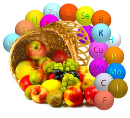 isolated image of ripe fruit in basket