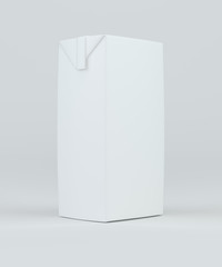 Milk and juice white carton package. 3d rendering.