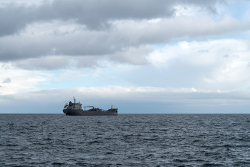 Cargo ship at sea