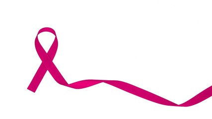 Pink fabric ribbon breast cancer isolated on white background