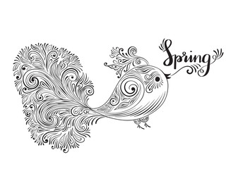 Vector Spring Greeting Card with bird