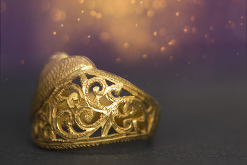 gold ring in the night light