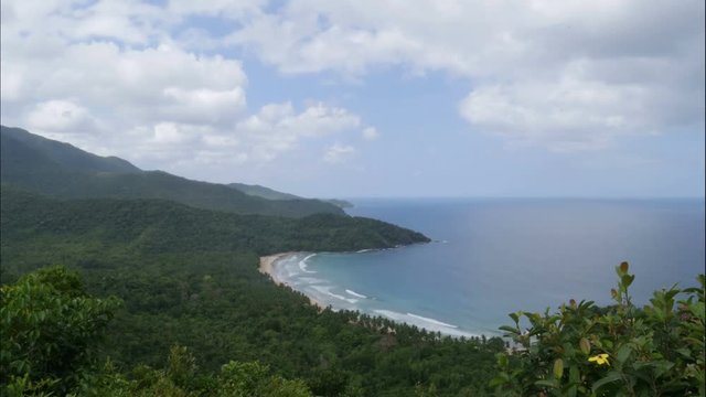 Overview of Nagtabon Beach from hill top, time lapse