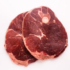 fresh lamb meat on a white background