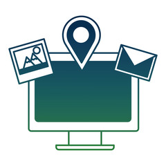computer photo email navigation pin social media vector illustration gradient color