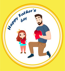 Postcards father's day. Happy family. Father and child. Love of the father.