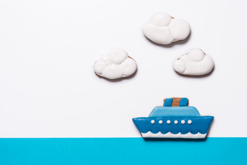 Ship shaped gingerbread cookies