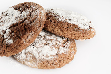 oatmeal cookies on a white background in castor sugar