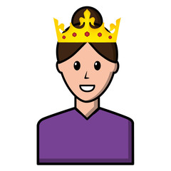 young woman with crown avatar character vector illustration design