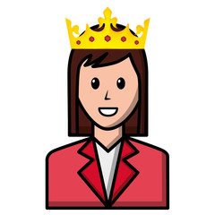 young woman with crown avatar character vector illustration design