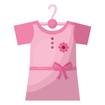 dress girl with belt and bow icon vector illustration design