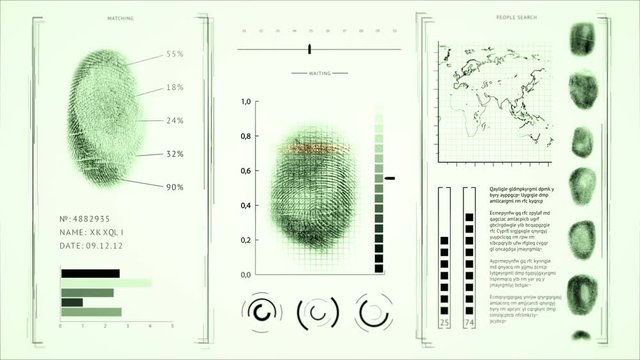 Screen fingerprint scanning, interface people search finger prints Green color