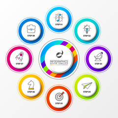 Infographic design template. Organization chart with 8 steps