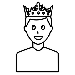 young man with crown avatar character vector illustration design