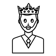 young man with crown avatar character vector illustration design